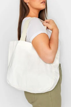 M&Co Yours Yours White Canvas Tote Bag>Women Bags