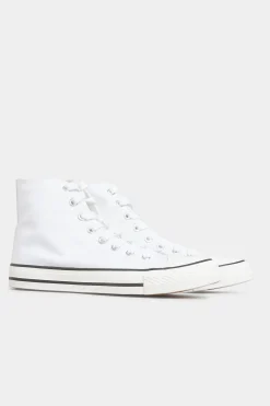 M&Co Yours Yours White Canvas High Top Trainers In Wide E Fit>Women Flat Shoes