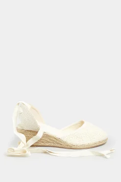 M&Co Yours Yours White Crochet Lace Up Espadrille Wedges In Wide E Fit & Extra Wide Eee Fit><noscript><img width=