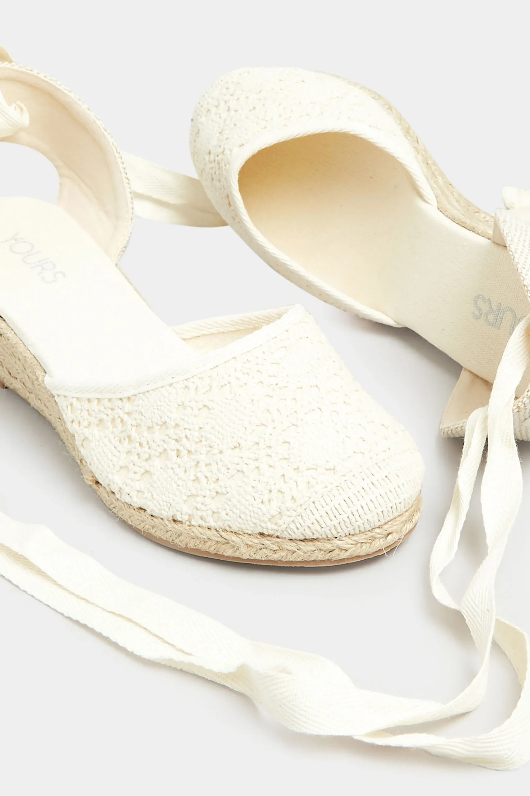 M&Co Yours Yours White Crochet Lace Up Espadrille Wedges In Wide E Fit & Extra Wide Eee Fit>Women Sandals