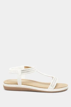 M&Co Yours Yours White Diamante Strap Sandals In Wide E Fit & Extra Wide Eee Fit><noscript><img width=