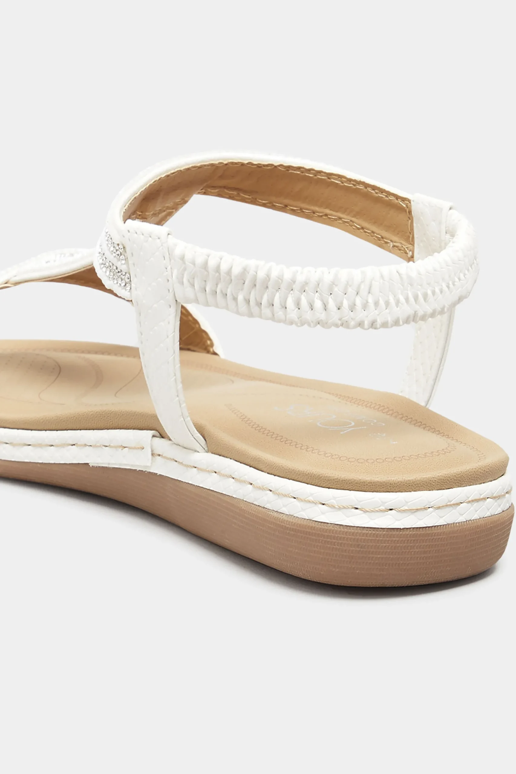 M&Co Yours Yours White Diamante Strap Sandals In Wide E Fit & Extra Wide Eee Fit>Women Flat Shoes