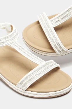 M&Co Yours Yours White Diamante Strap Sandals In Wide E Fit & Extra Wide Eee Fit><noscript><img width=
