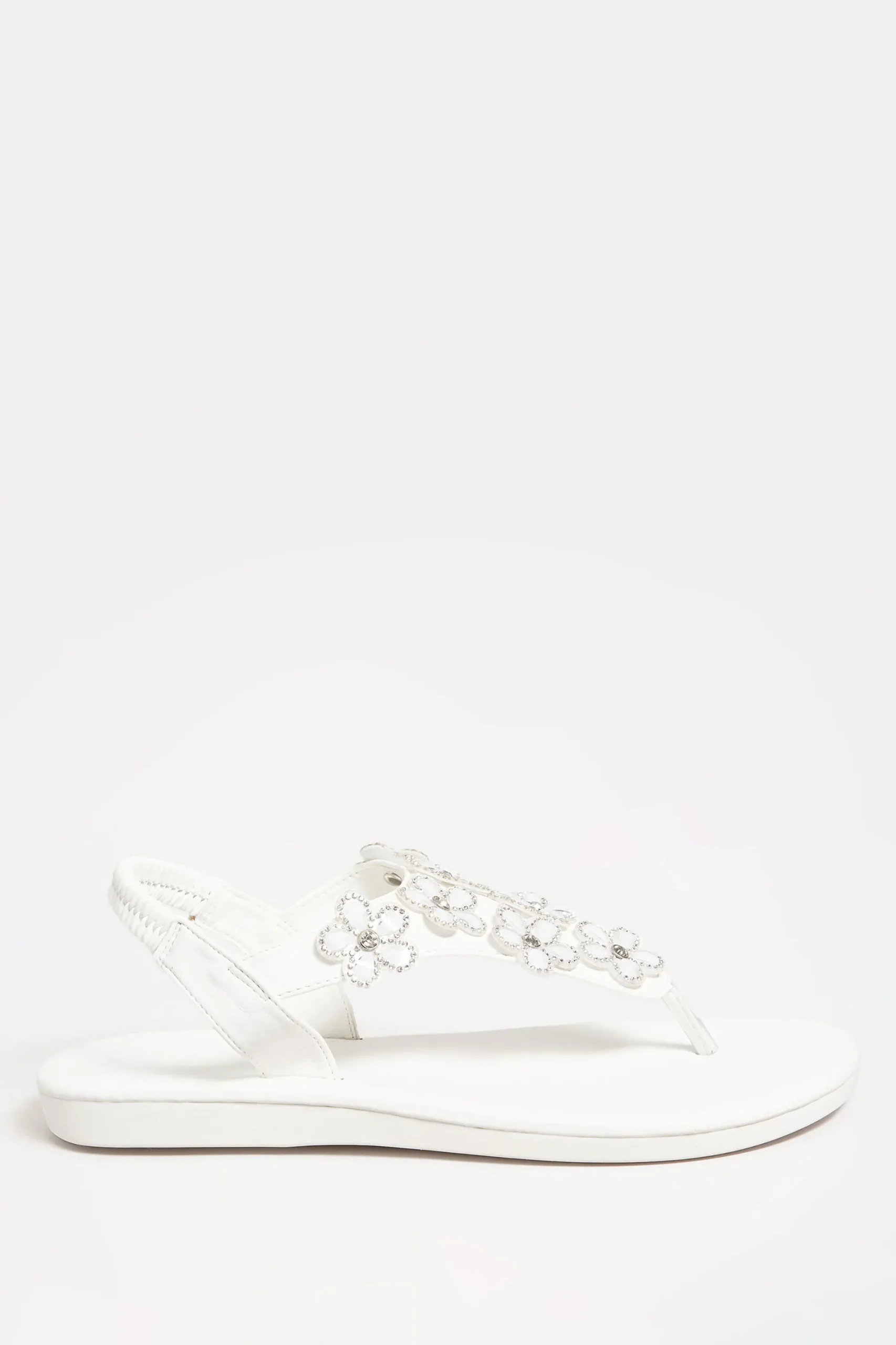 M&Co Yours Yours White Diamante Flower Sandals In Wide E Fit & Extra Wide Eee Fit>Women Flat Shoes