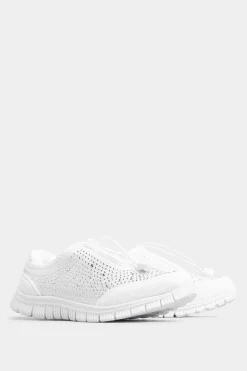 M&Co Yours Yours White Diamante Embellished Trainer In Extra Wide Eee Fit>Women Trainers