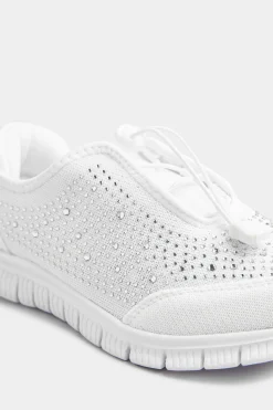 M&Co Yours Yours White Diamante Embellished Trainer In Extra Wide Eee Fit><noscript><img width=