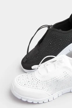 M&Co Yours Yours White Diamante Embellished Trainer In Extra Wide Eee Fit><noscript><img width=