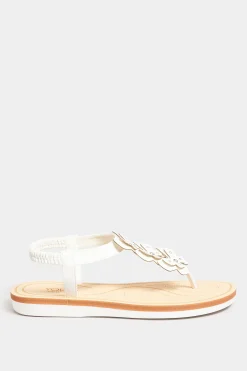 M&Co Yours Yours White Diamante Butterfly Sandals In Extra Wide Eee Fit><noscript><img width=