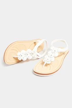 M&Co Yours Yours White Diamante Butterfly Sandals In Extra Wide Eee Fit><noscript><img width=