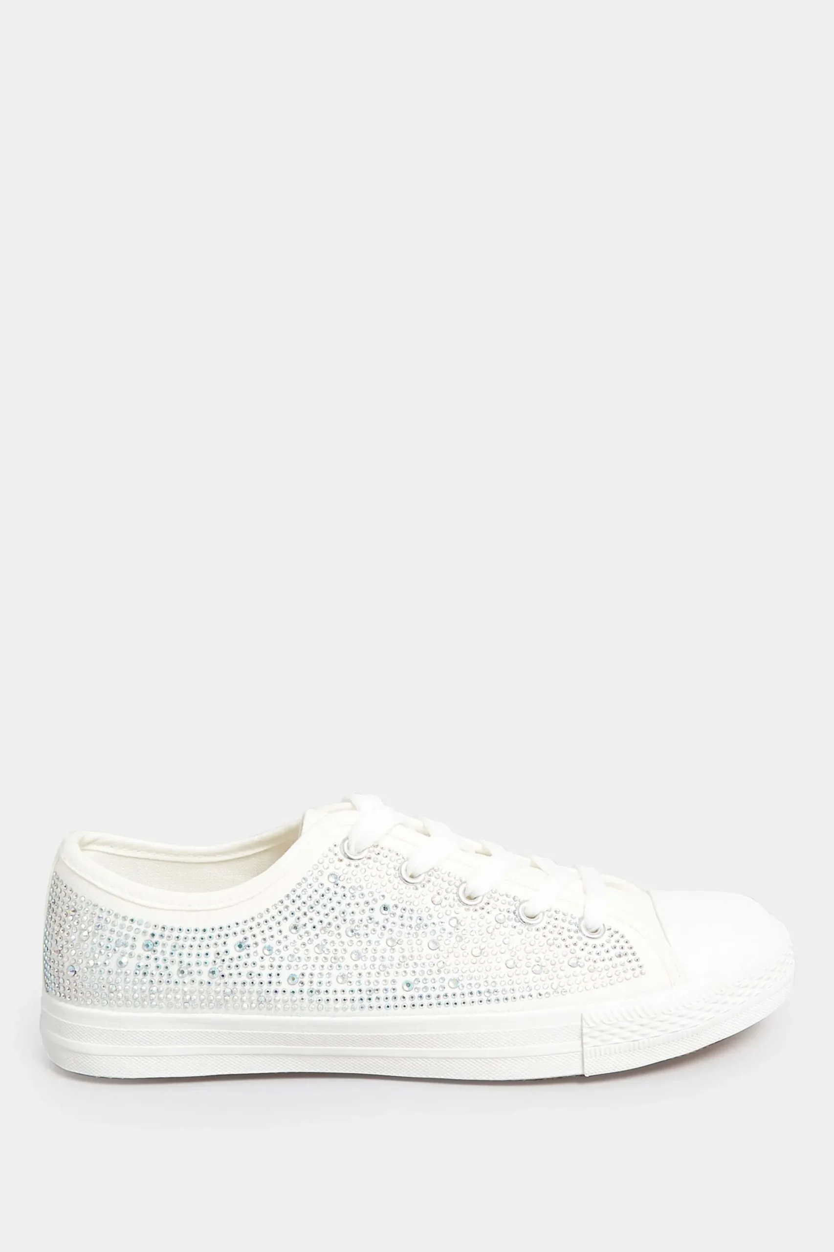 M&Co Yours Yours White Diamante Low Trainer In Wide E Fit>Women Flat Shoes