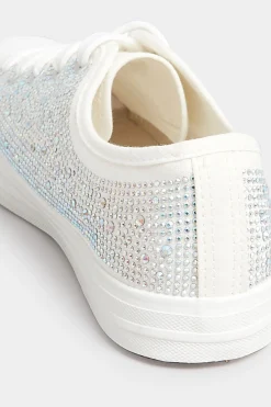 M&Co Yours Yours White Diamante Low Trainer In Wide E Fit><noscript><img width=
