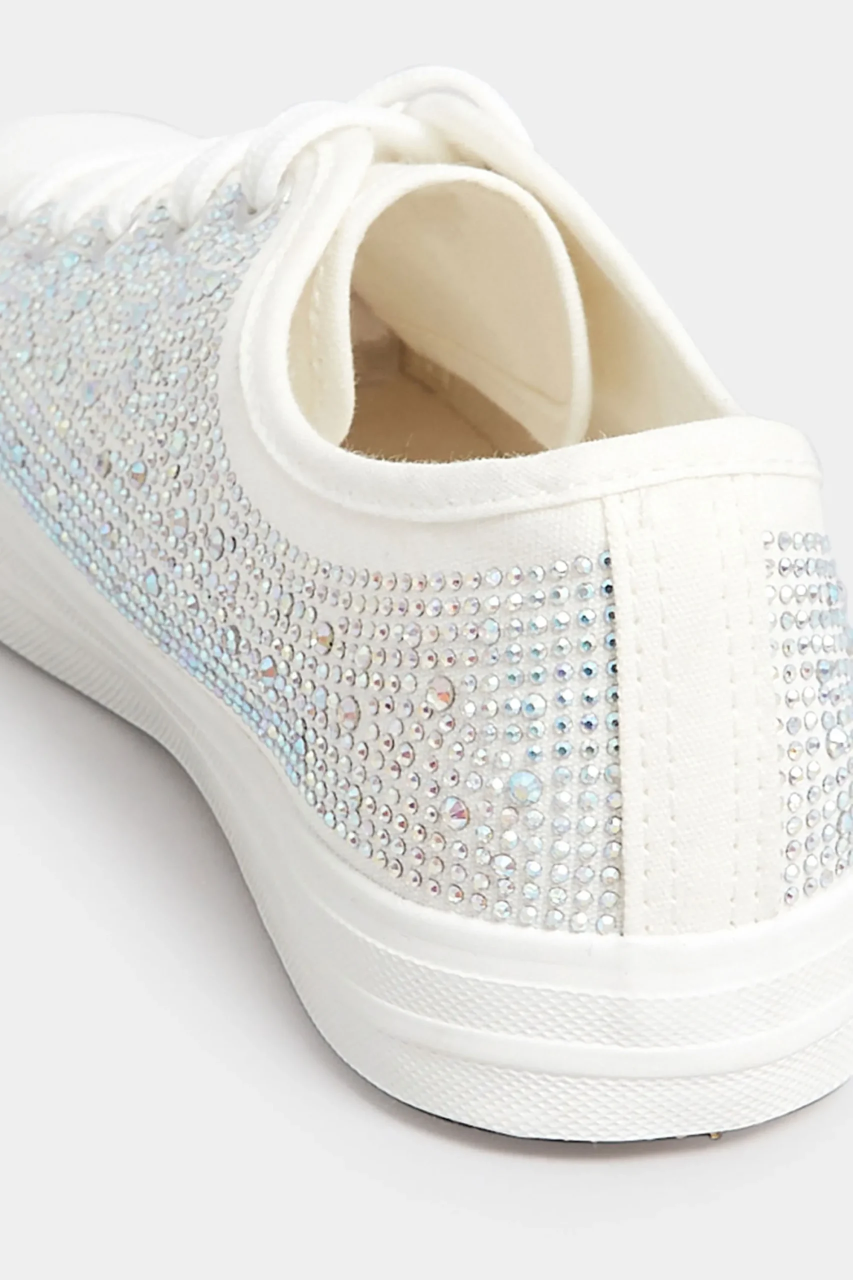 M&Co Yours Yours White Diamante Low Trainer In Wide E Fit>Women Flat Shoes