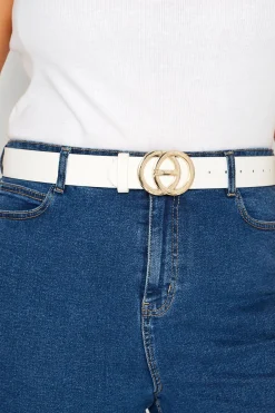 M&Co Yours Yours White Double Ring Faux Leather Belt>Women Belts