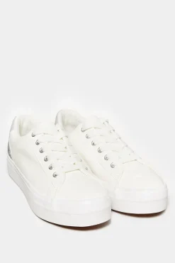 M&Co Yours Yours White Glitter Detail Trainers In Wide E Fit>Women Flat Shoes