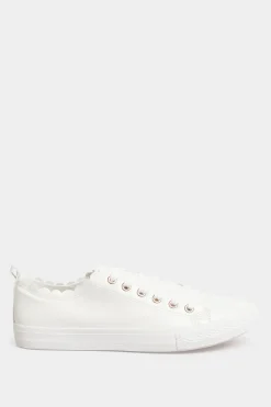 M&Co Yours Yours White Scalloped Edge Trainers In Wide E Fit><noscript><img width=