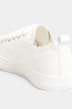 M&Co Yours Yours White Scalloped Edge Trainers In Wide E Fit><noscript><img width=