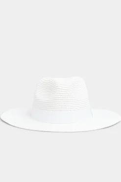 M&Co Yours Yours White Straw Fedora Hat>Women Hats