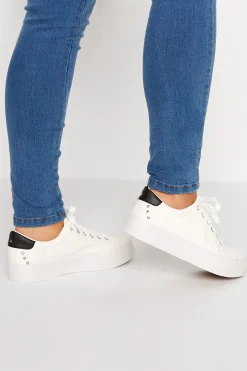 M&Co Yours Yours White Studded Detail Trainers In Wide E Fit>Women Flat Shoes