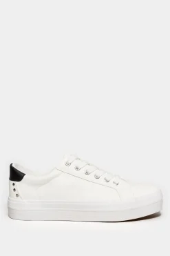 M&Co Yours Yours White Studded Detail Trainers In Wide E Fit><noscript><img width=
