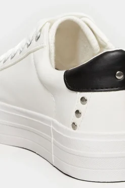 M&Co Yours Yours White Studded Detail Trainers In Wide E Fit><noscript><img width=