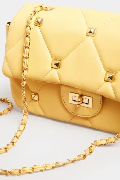 M&Co Yours Yours Yellow Studded Quilted Chain Bag><noscript><img width=